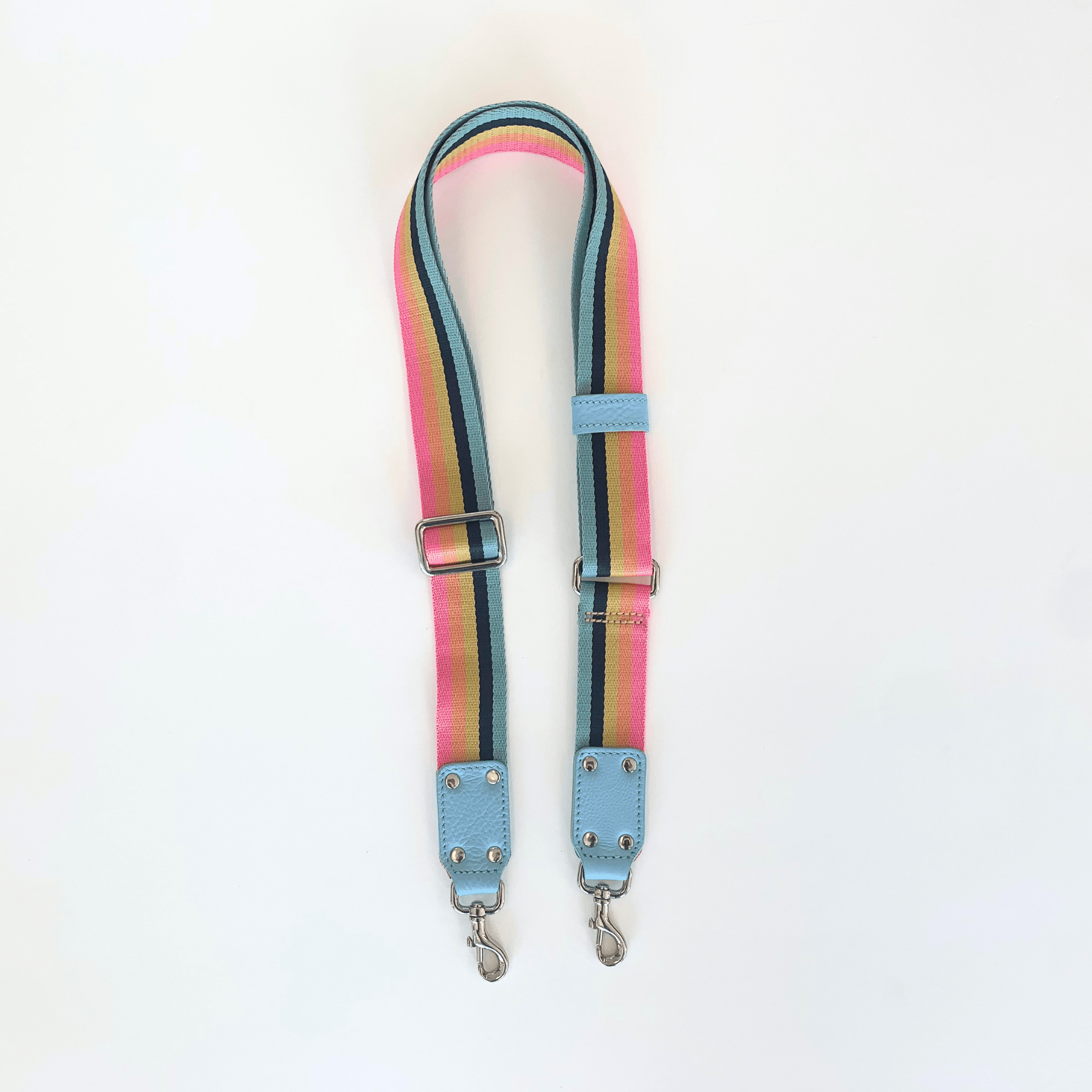 Maddie Pride Bag Strap - Silver Sky Blue Oil Leather | Sapahn.