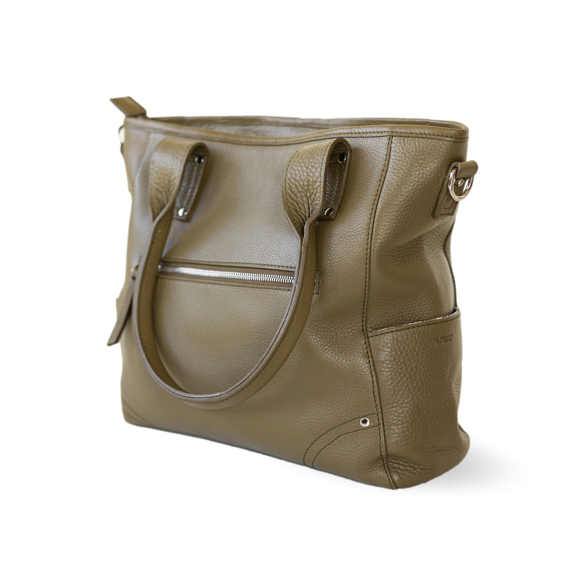 Sapahn Chloe Tote Bag in Silver Olive Oil Leather #Color_Silver Olive Oil Leather