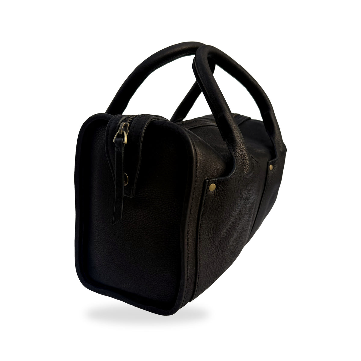 Sapahn Dawn Bowler Bag in Black Raw Leather #Color_Black Raw Leather
