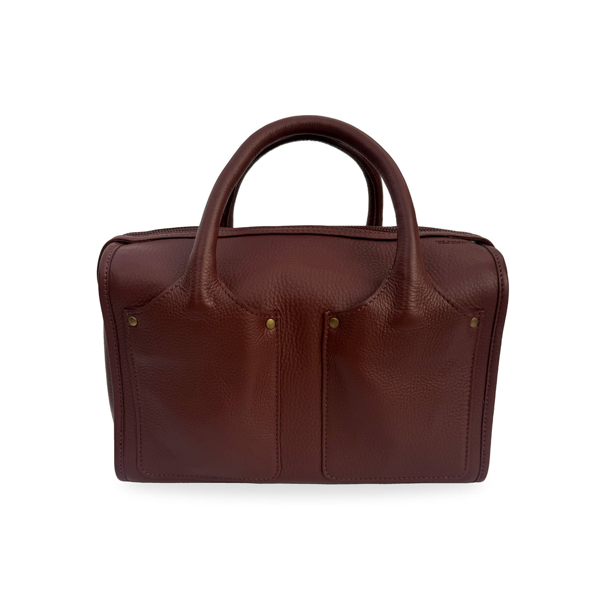 Sapahn Dawn Bowler Bag in Burgundy Oil Leather #Color_Burgundy Oil Leather