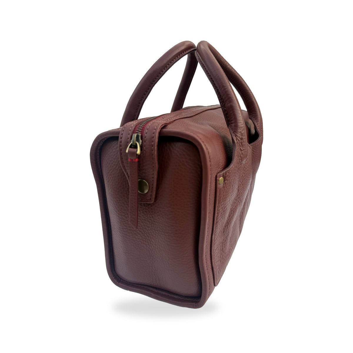 Sapahn Dawn Bowler Bag in Burgundy Oil Leather #Color_Burgundy Oil Leather