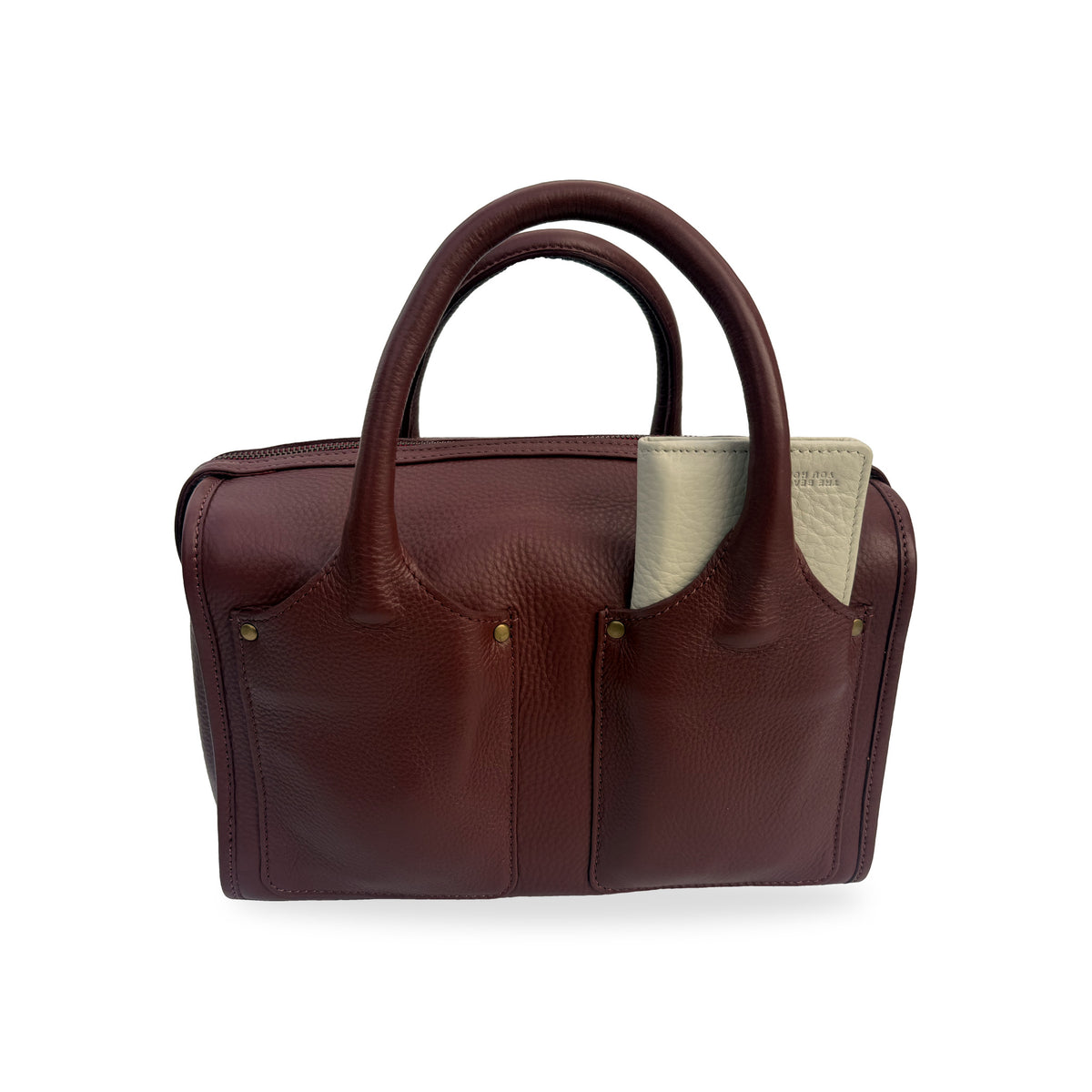 Sapahn Dawn Bowler Bag in Burgundy Oil Leather #Color_Burgundy Oil Leather
