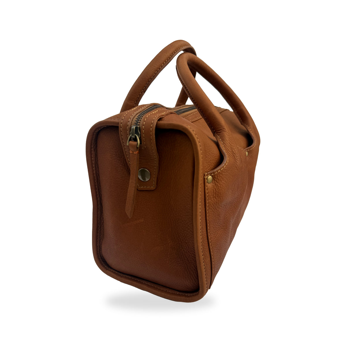 Sapahn Dawn Bowler Bag in Whisky Raw Leather #Color_Whisky Raw Leather