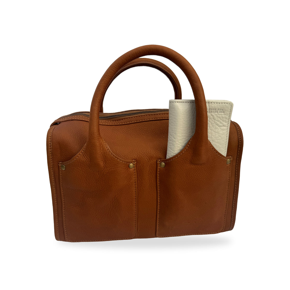 Sapahn Dawn Bowler Bag in Whisky Raw Leather #Color_Whisky Raw Leather