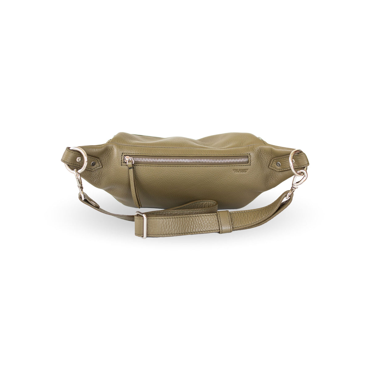 Sapahn Dominique Mini Sling Bag in Silver Olive Oil Leather #Color_Silver Olive Oil Leather