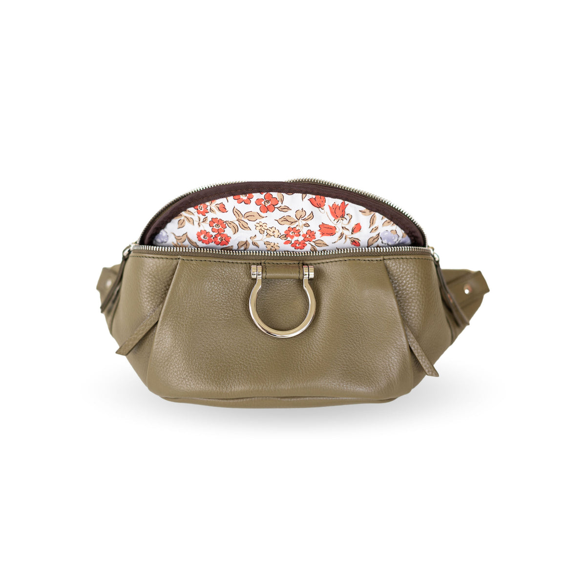Sapahn Dominique Mini Sling Bag in Silver Olive Oil Leather #Color_Silver Olive Oil Leather
