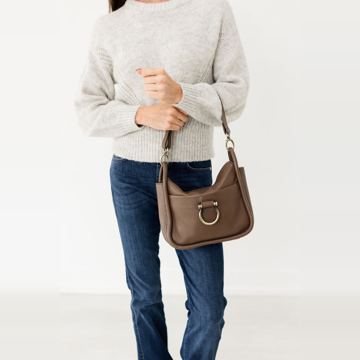 Sapahn Frida Shoulder Bag in Toffee Oil Leather #Color_Toffee Oil Leather