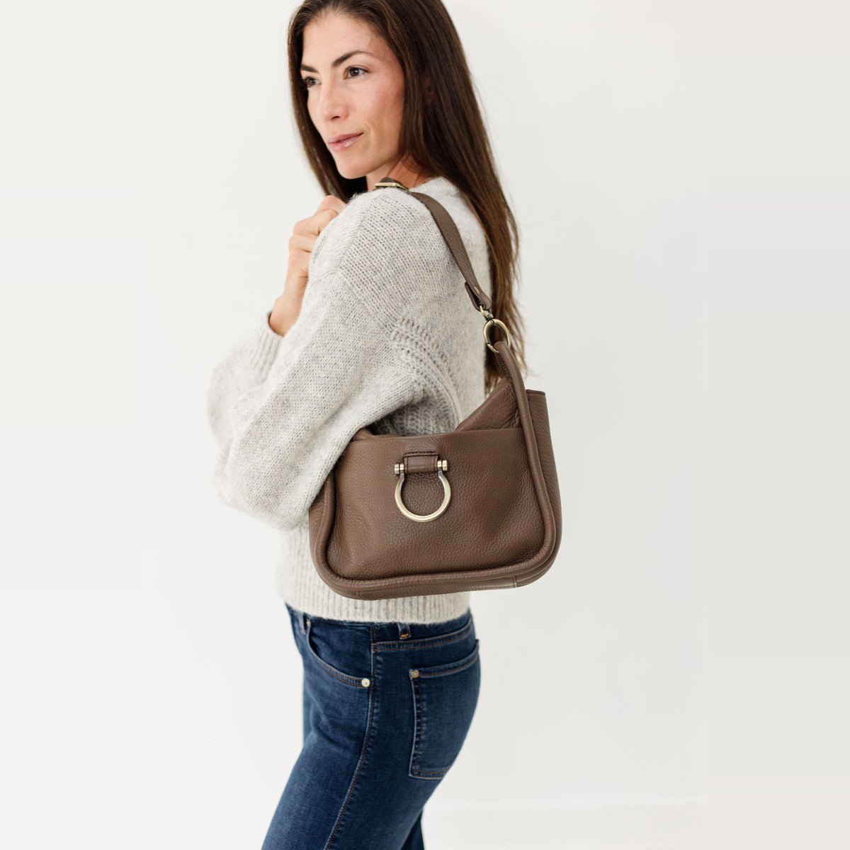 Sapahn Frida Shoulder Bag in Toffee Oil Leather #Color_Toffee Oil Leather