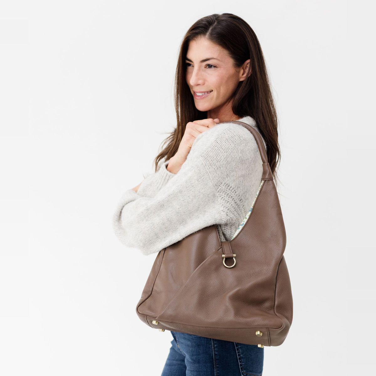 Sapahn Sasha Shoulder Bag in Toffee Oil Leather #Color_Toffee Oil Leather
