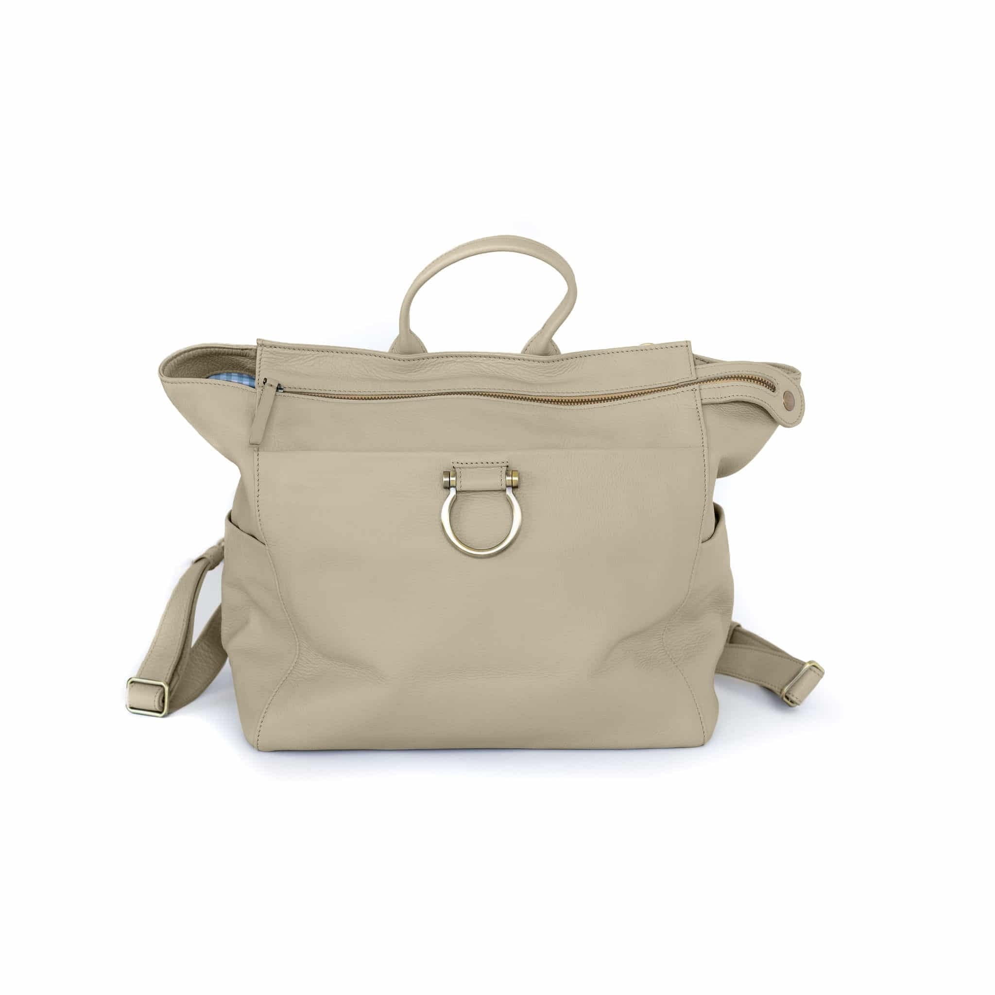 Natasha Convertible Backpack and Crossbody Bag - Khaki Oil Leather | Sapahn.
