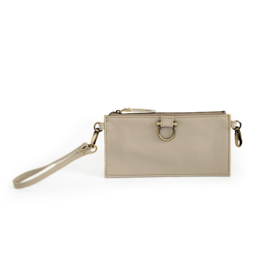 Evelyn Wristlet Wallet - Khaki Oil Leather | Sapahn.
