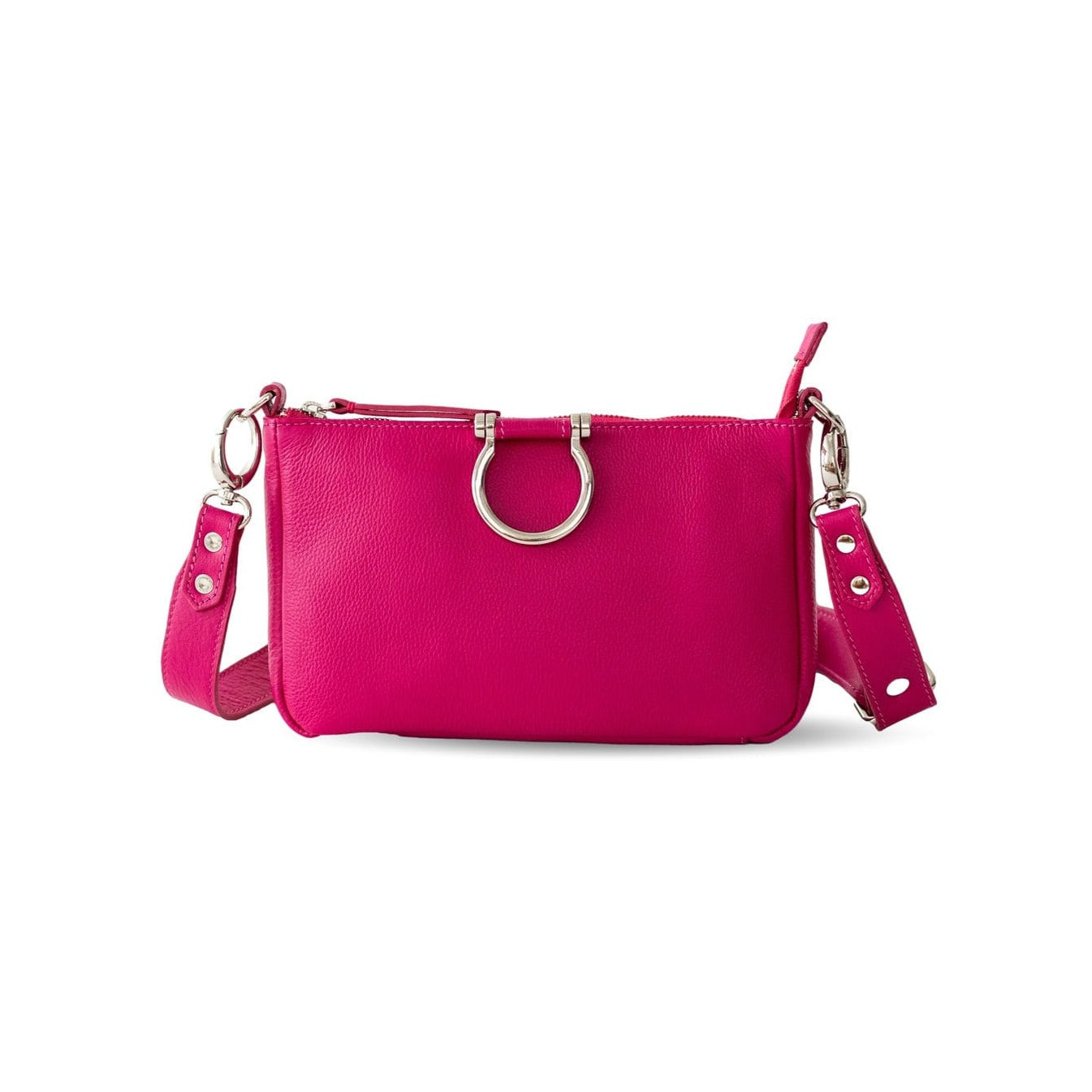 Ada Crossbody - Silver Fuchsia Oil Leather | Sapahn.