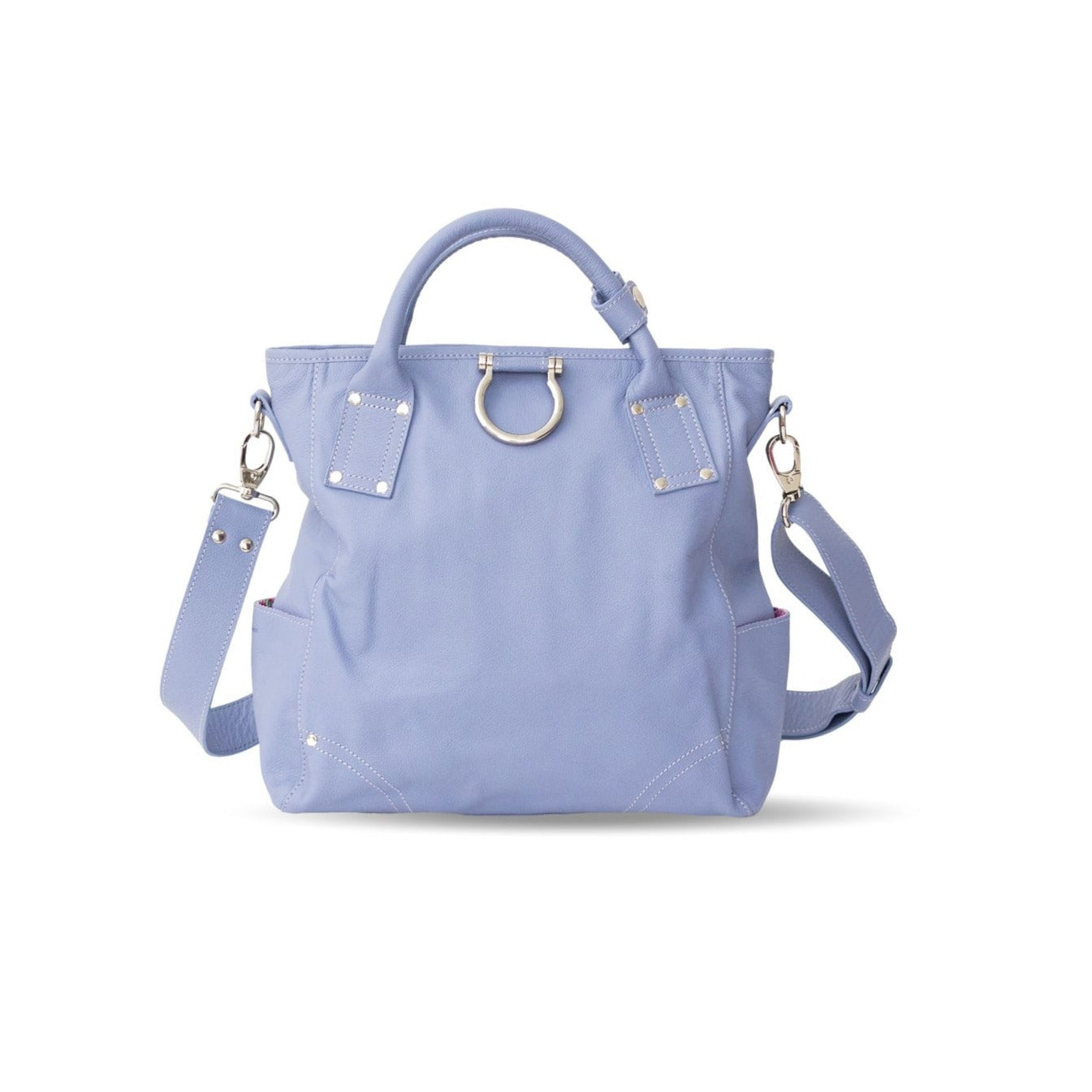 Chloe Convertible Backpack and Crossbody Bag - Silver Lilac Matte Oil Leather | Sapahn.