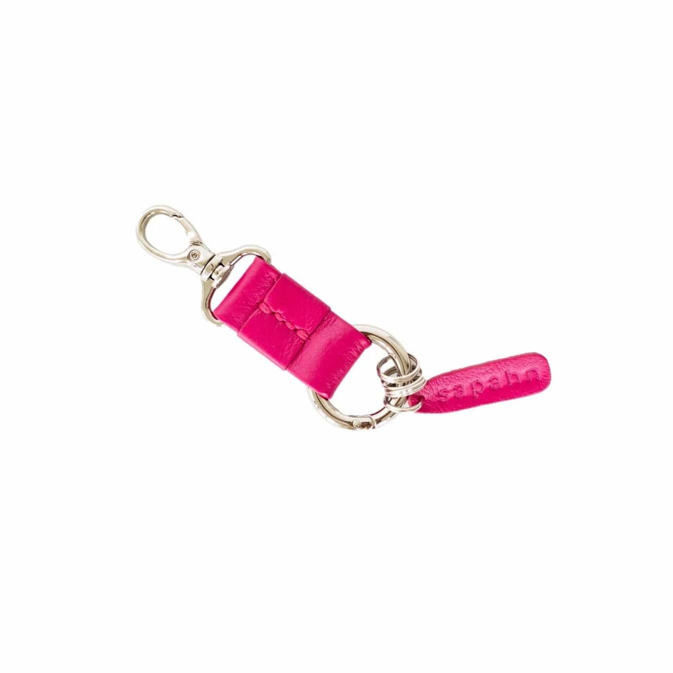 Ella Keychain - Silver Fuchsia Oil Leather | Sapahn.