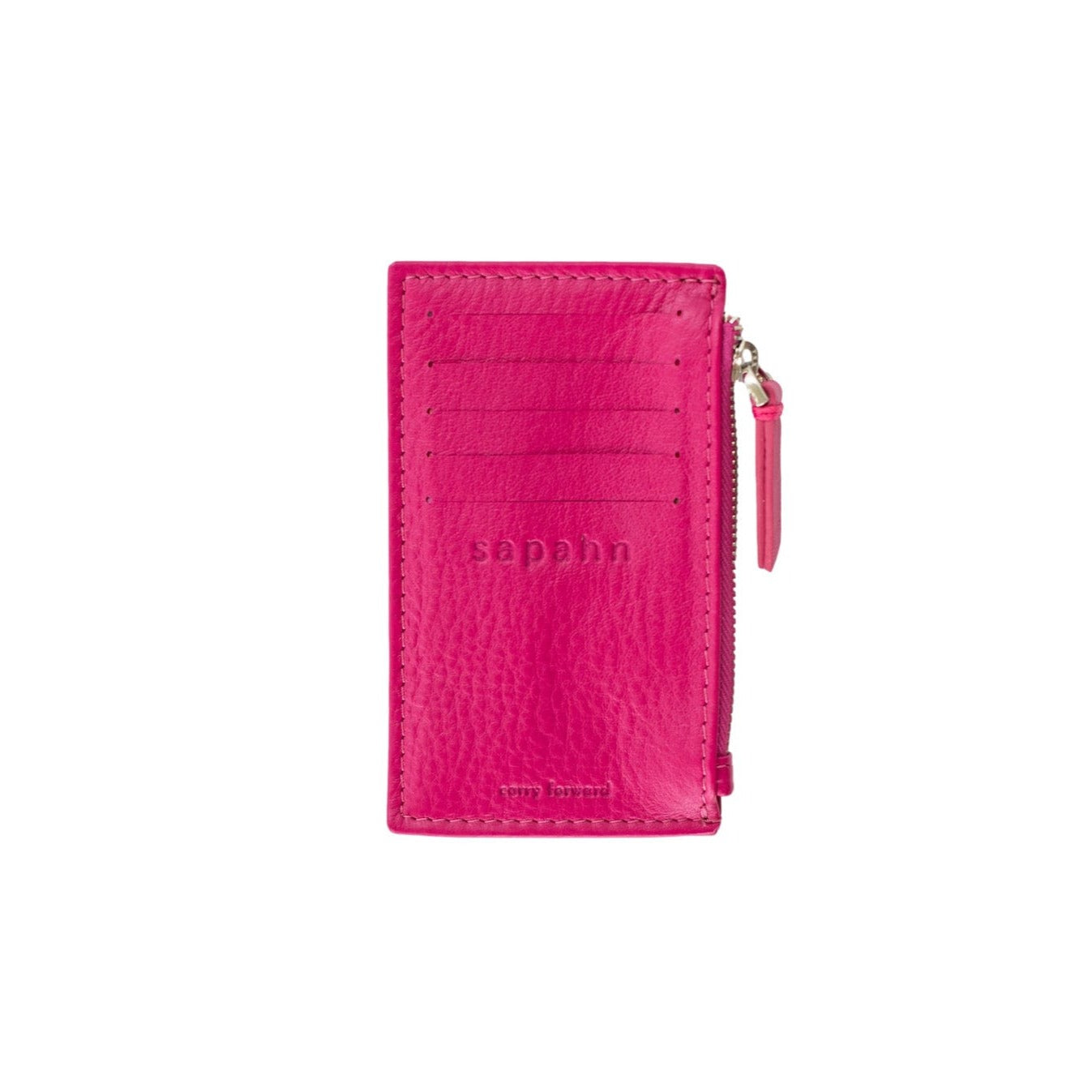 Emma Card Holder - Silver Fuchsia Oil Leather | Sapahn.