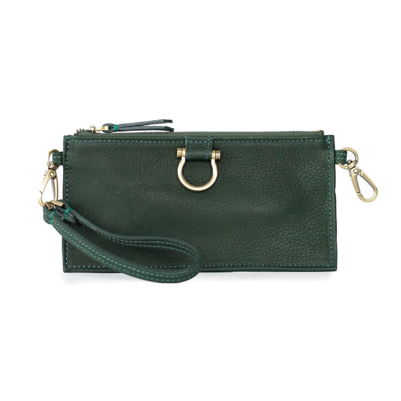 Evelyn Wristlet Wallet - Emerald Raw Leather | Sapahn.