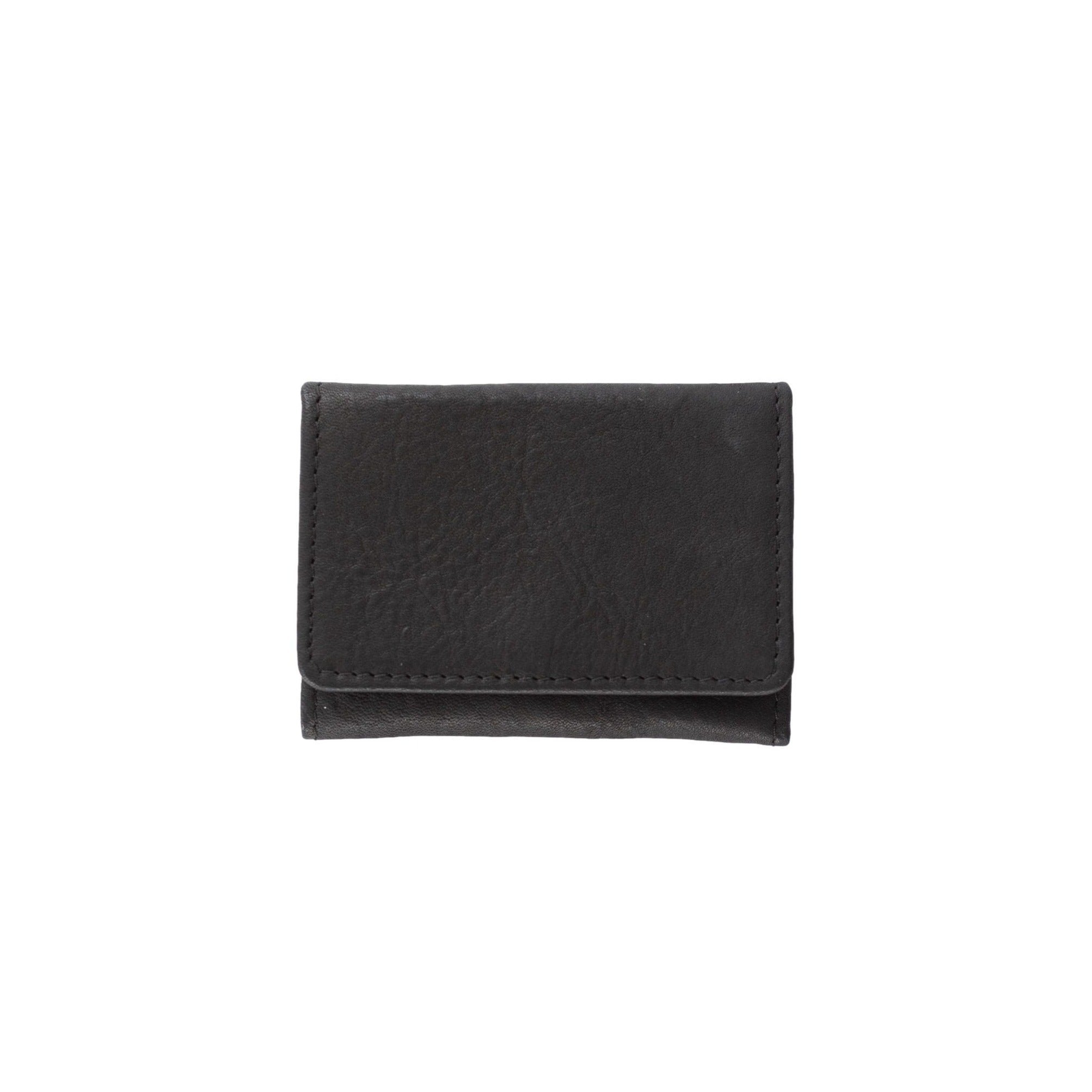 Fisher Card Holder - Black Raw Leather | Sapahn.