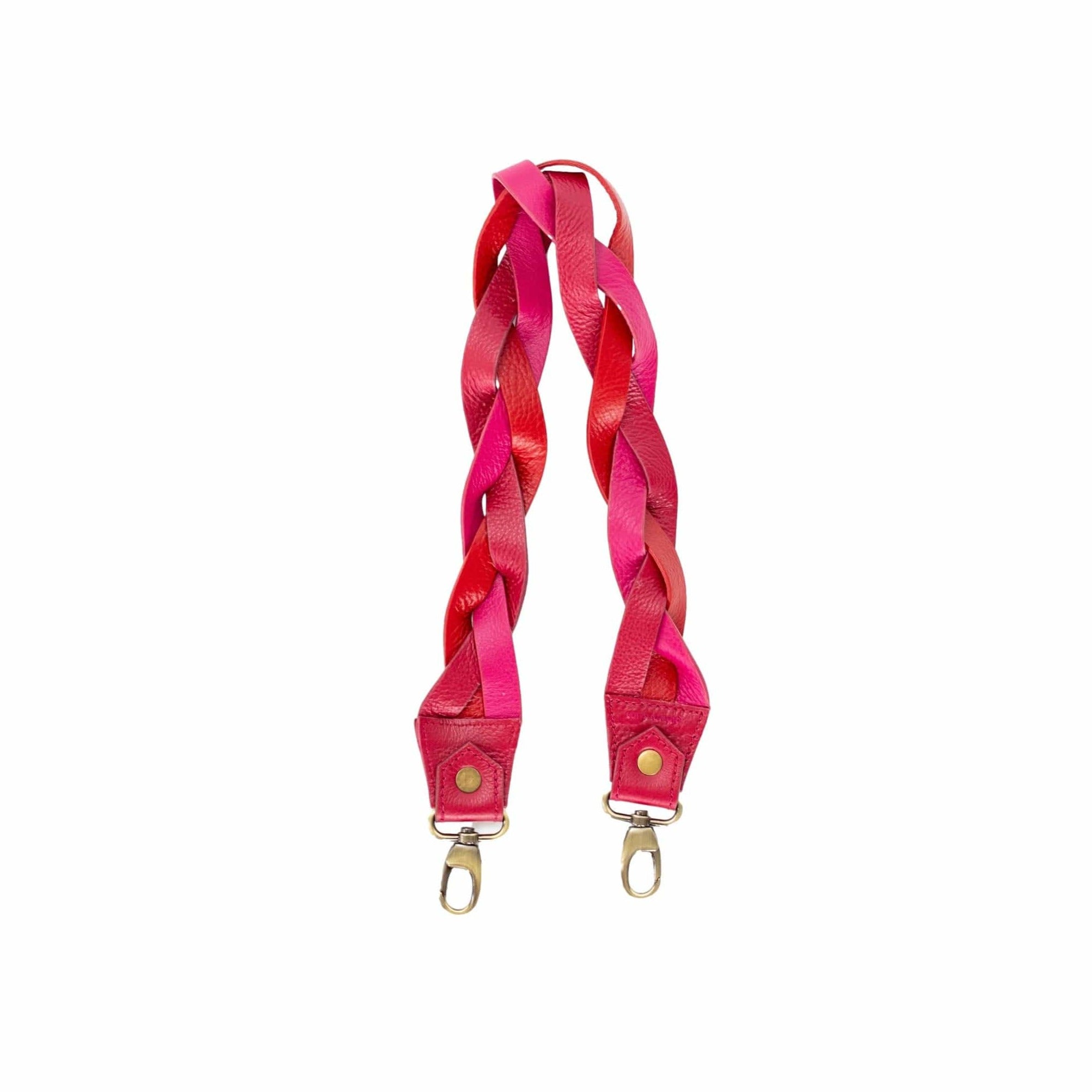 Iris Tri-Woven Shoulder Strap - Ruby Pink Chili Pepper Fuchsia Oil Leather | Sapahn.