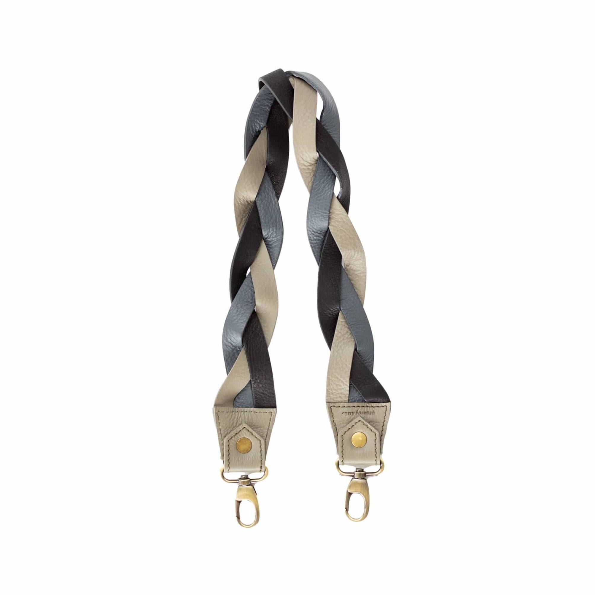 Iris Tri-Woven Shoulder Strap - Putty Stone Black Oil Leather | Sapahn.