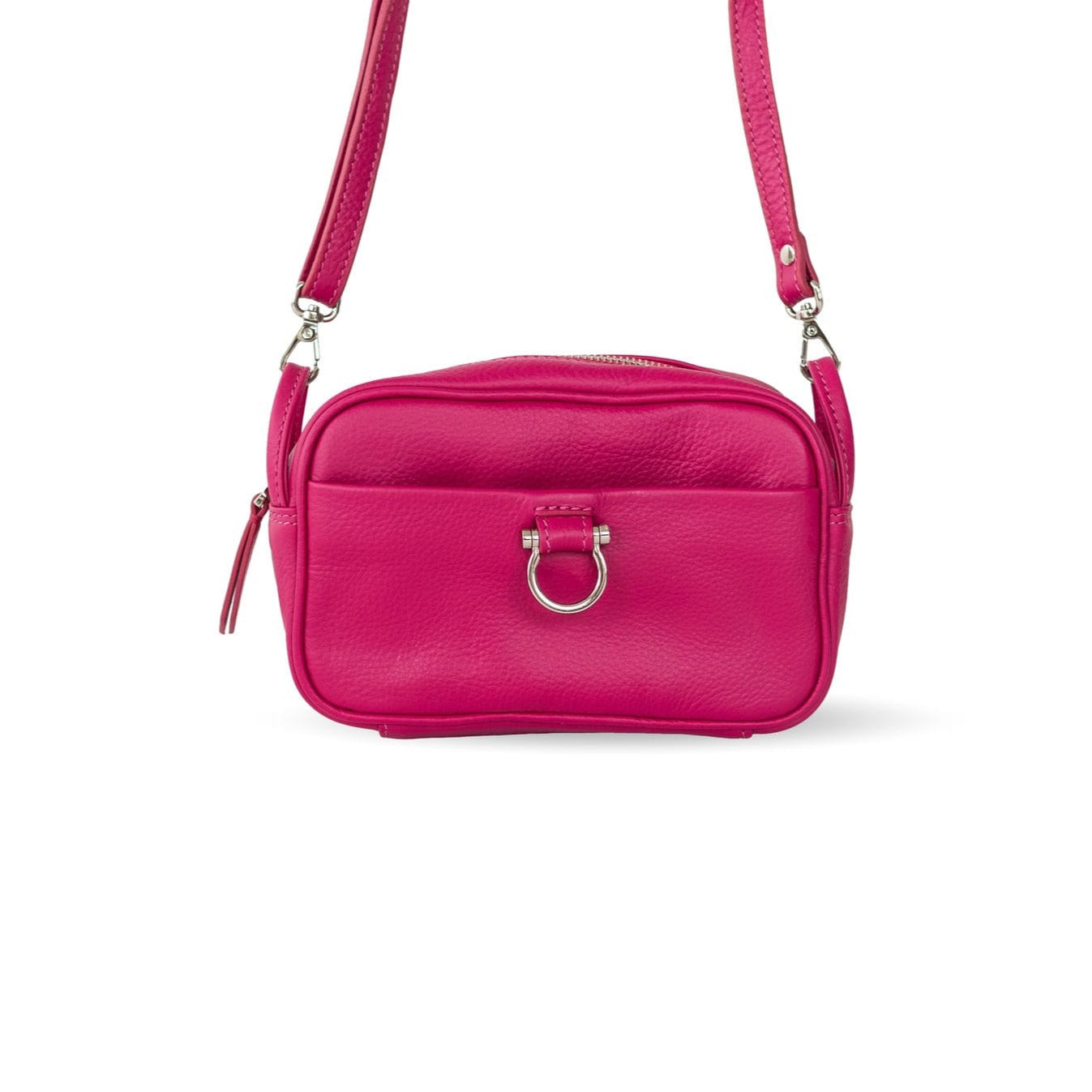 Jori Mini Crossbody - Silver Fuchsia Oil Leather | Sapahn.
