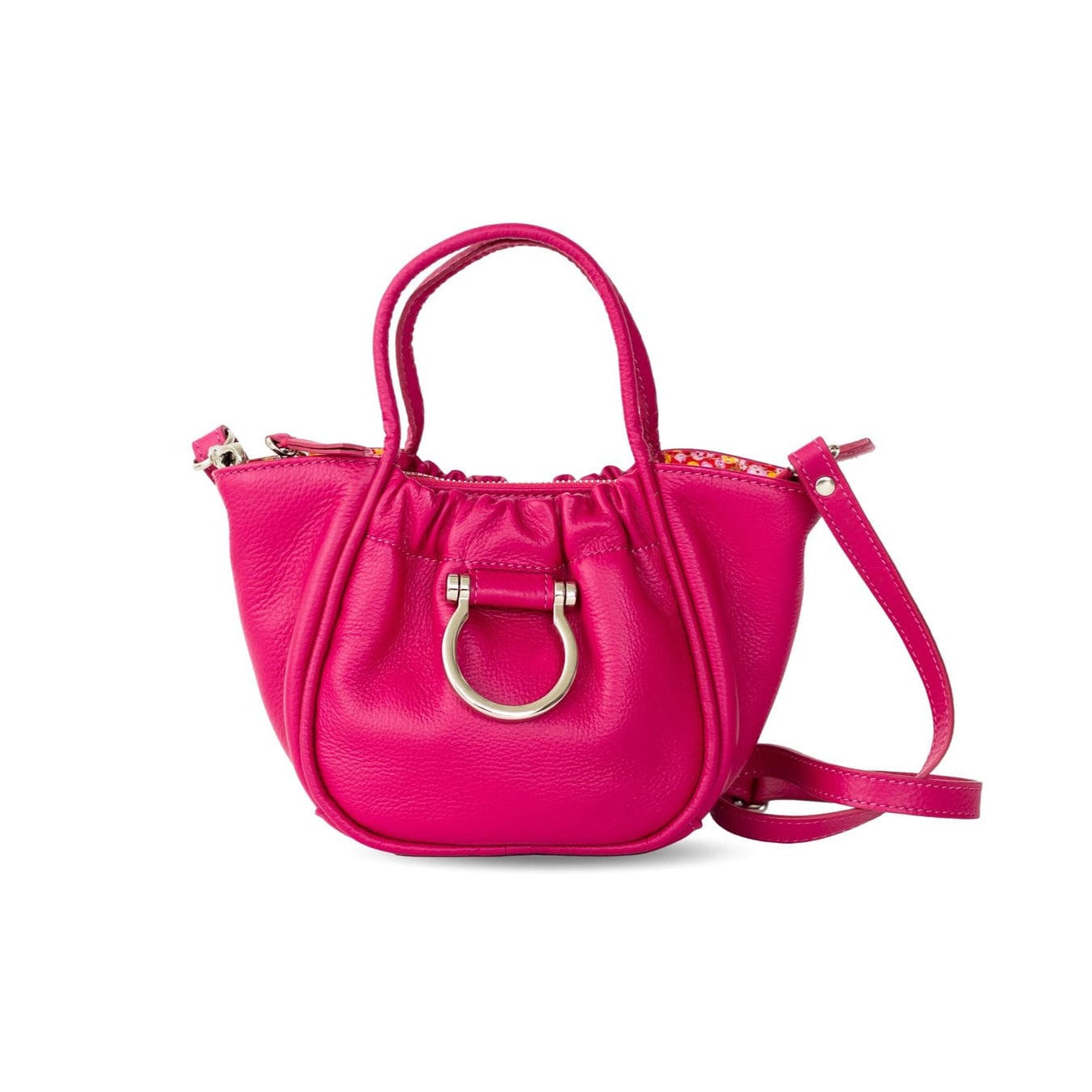Lily Crossbody - Silver Fuchsia Oil Leather | Sapahn.
