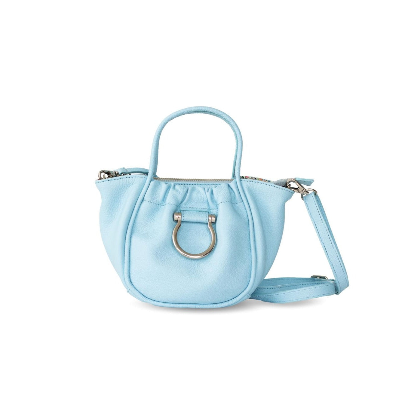 Lily Crossbody - Silver Sky Blue Oil Leather | Sapahn.