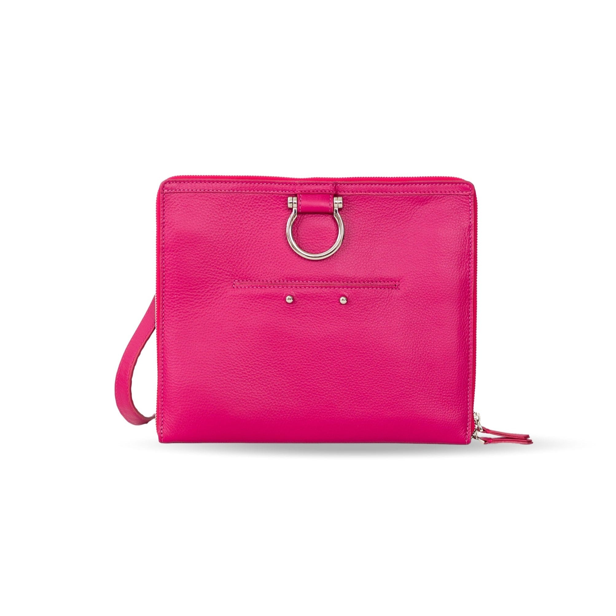 M Crossbody - Silver Fuchsia Oil Leather | Sapahn.