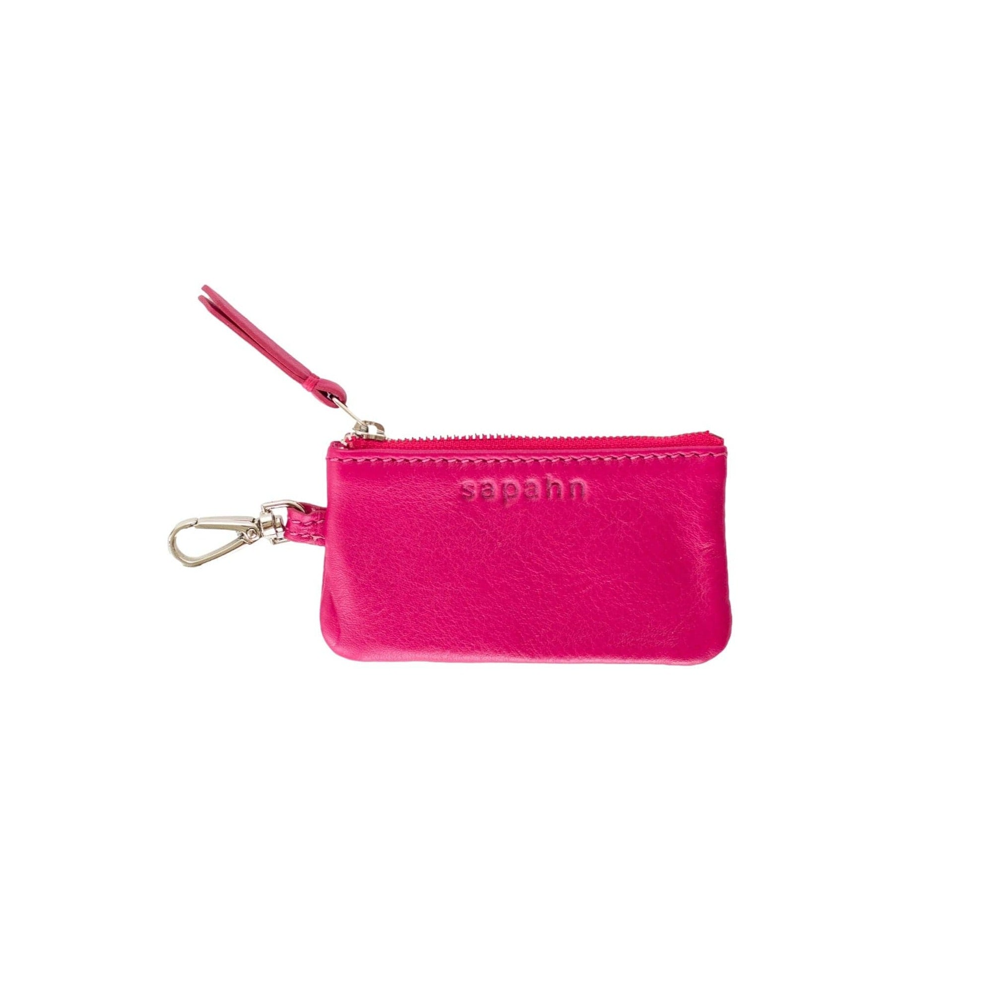 Mildred Card Holder - Silver Fuchsia Oil Leather | Sapahn.