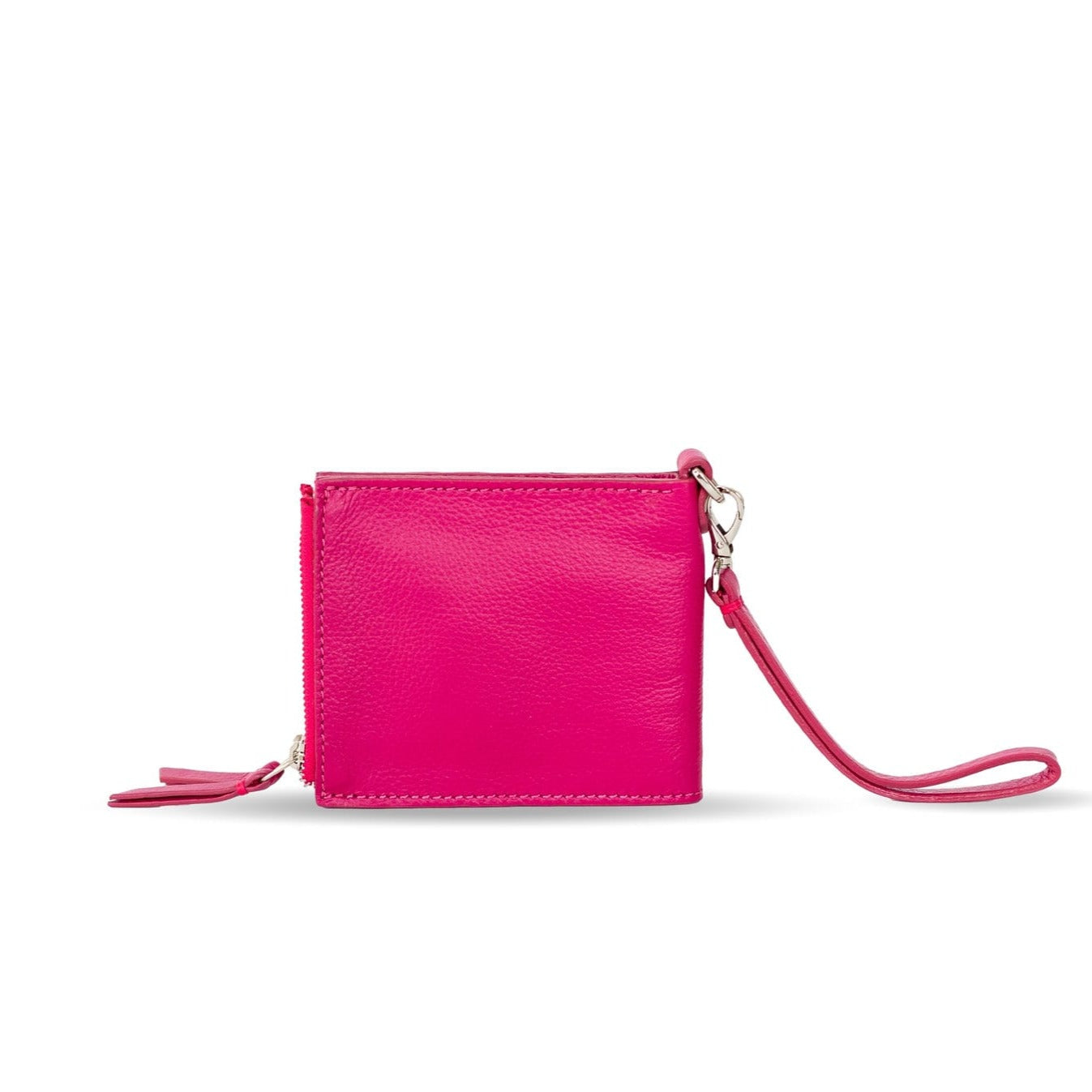 Noelle Wristlet - Silver Fuchsia Oil Leather | Sapahn.