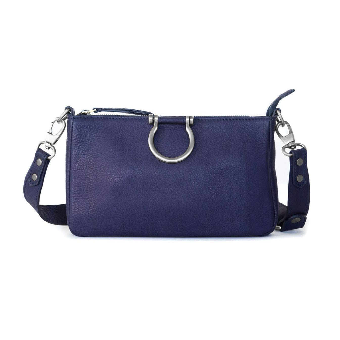 Ada Crossbody - Silver Navy Raw Leather | Sapahn.