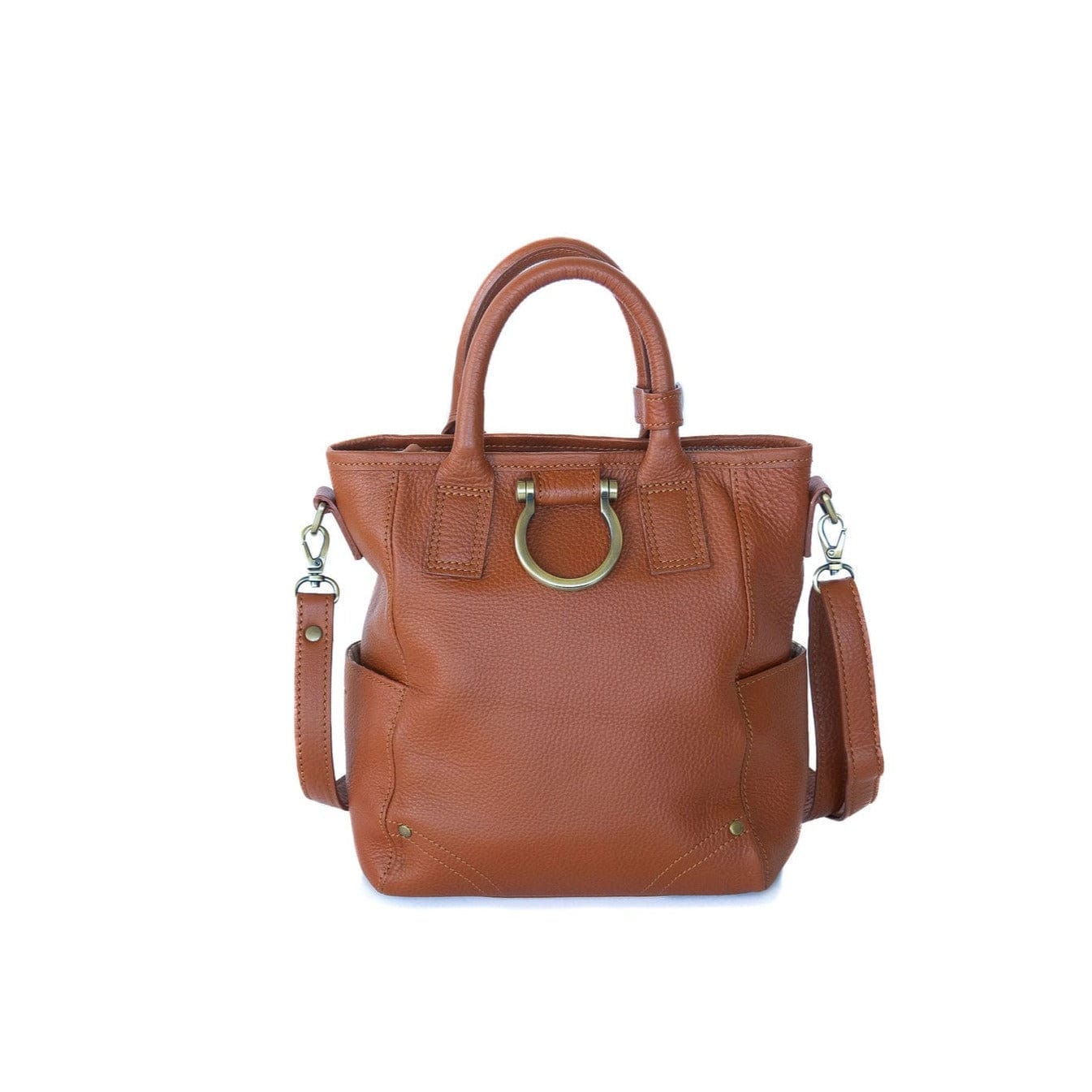 Chloe Mini Convertible Backpack and Crossbody - Chestnut Oil Leather | Sapahn.