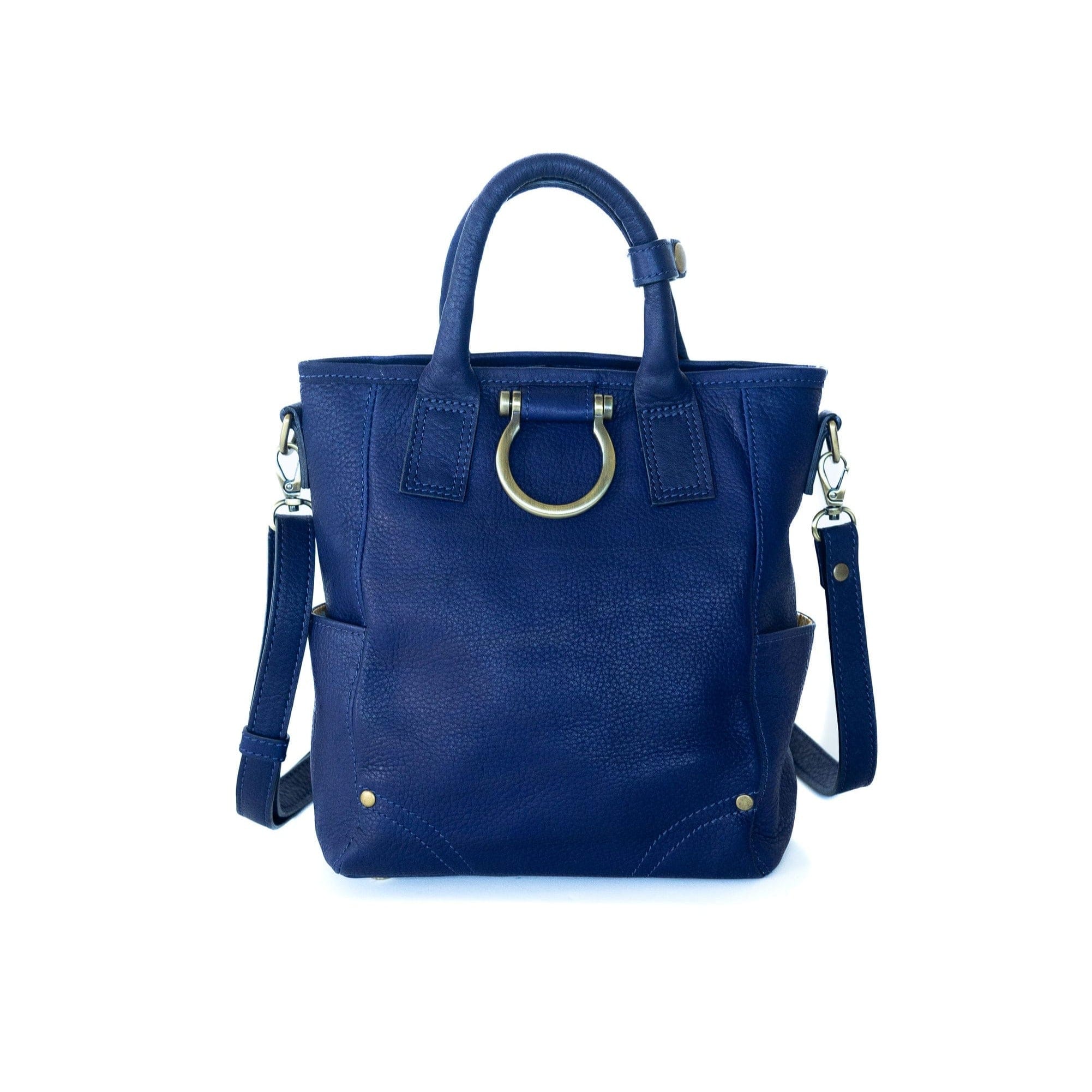 Chloe Mini Convertible Backpack and Crossbody - Navy Raw Leather | Sapahn.