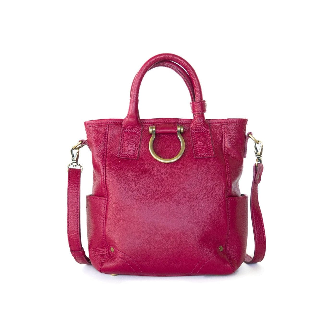 Chloe Mini Convertible Backpack and Crossbody - Ruby Pink Oil Leather | Sapahn.