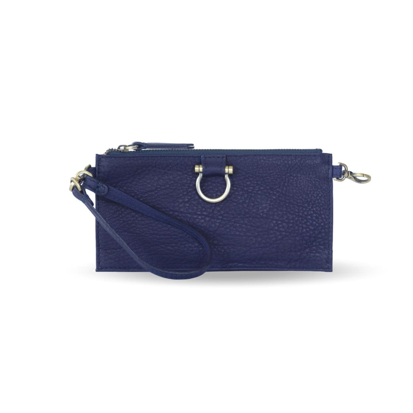 Evelyn Wristlet Wallet - Navy Raw Leather | Sapahn.