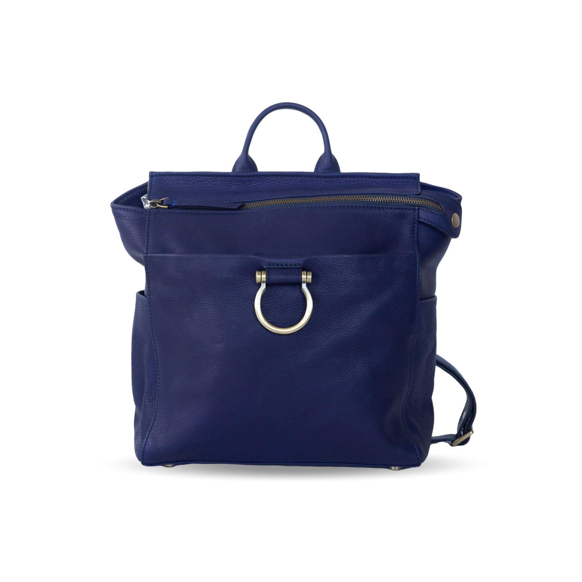 Natasha Mini Convertible Backpack and Crossbody Bag - Navy Raw Leather | Sapahn.