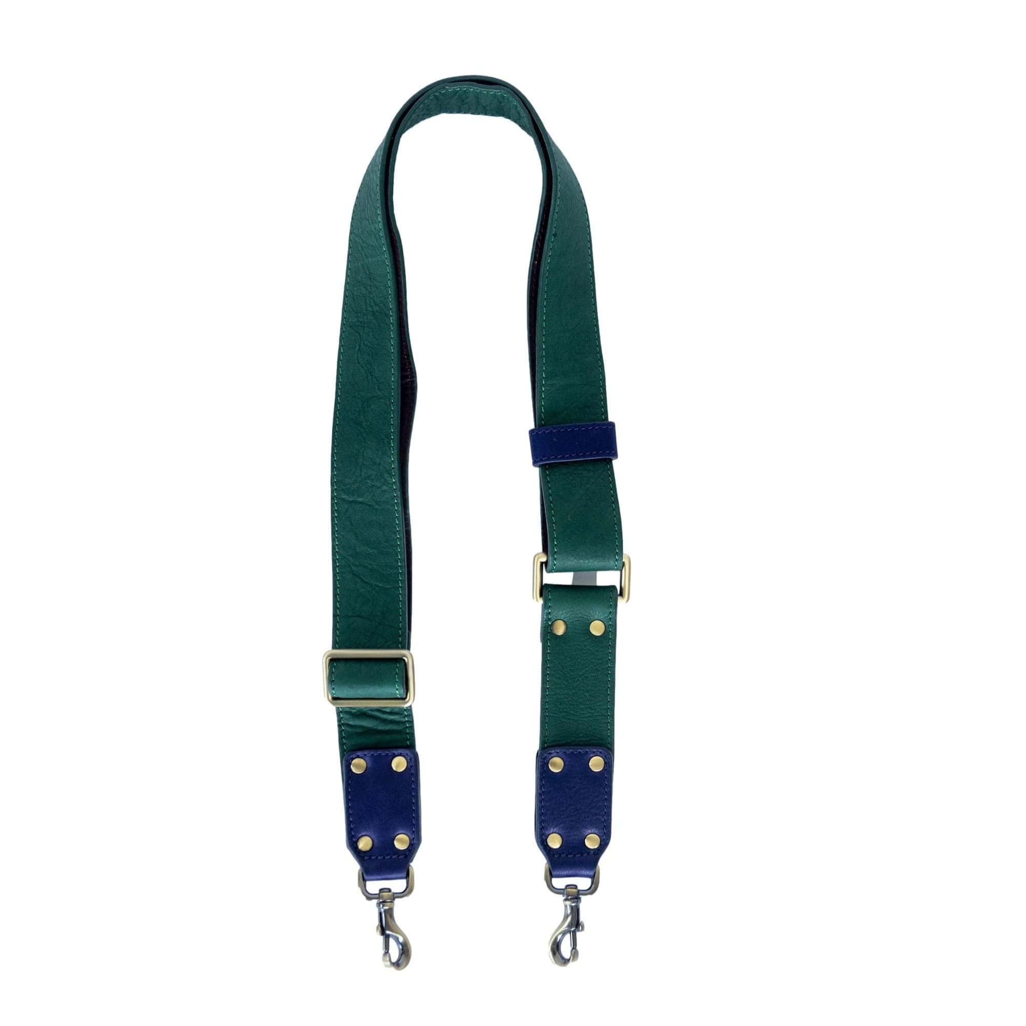Rheta Bag Strap - Kelly Green Navy Raw Leather | Sapahn.