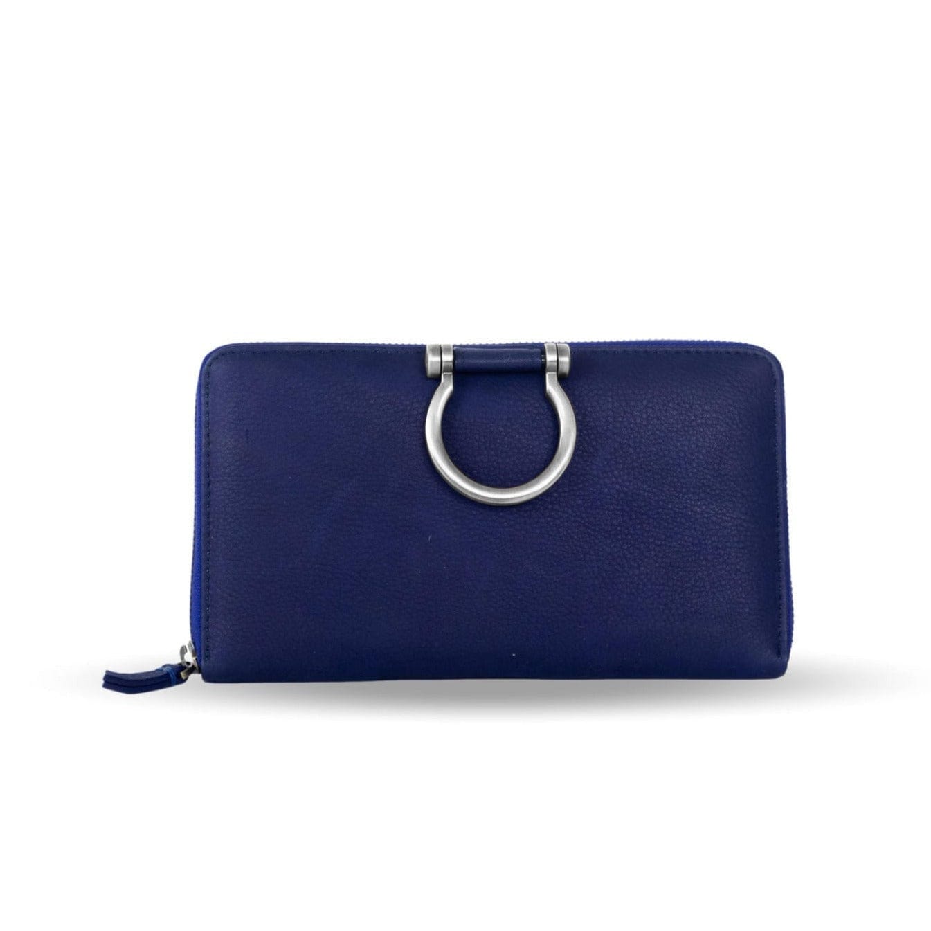 Winnie Jo XL Wallet and Crossbody - Silver Navy Raw Leather | Sapahn.