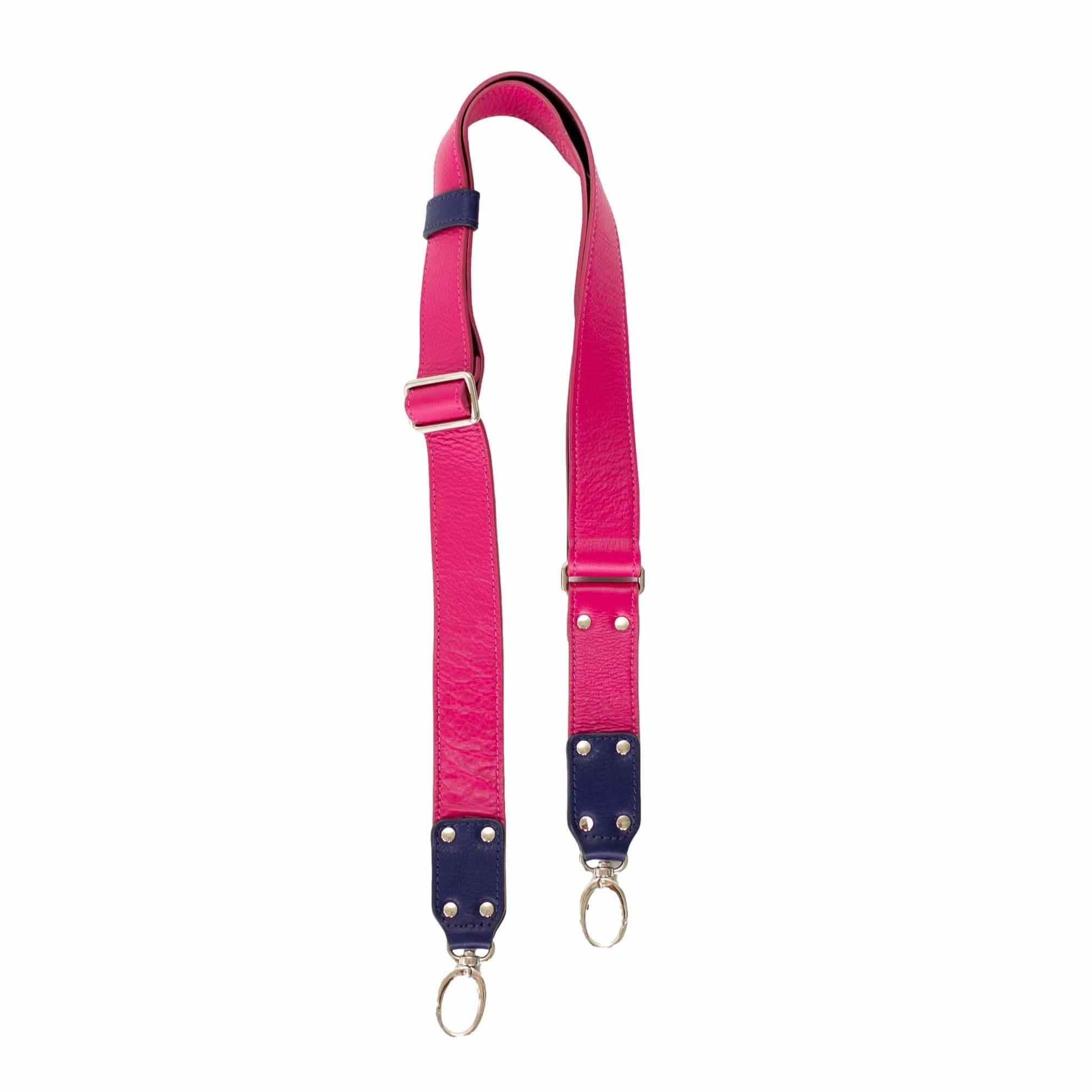 Rheta Bag Strap - Silver Fuchsia Navy Oil Leather | Sapahn.