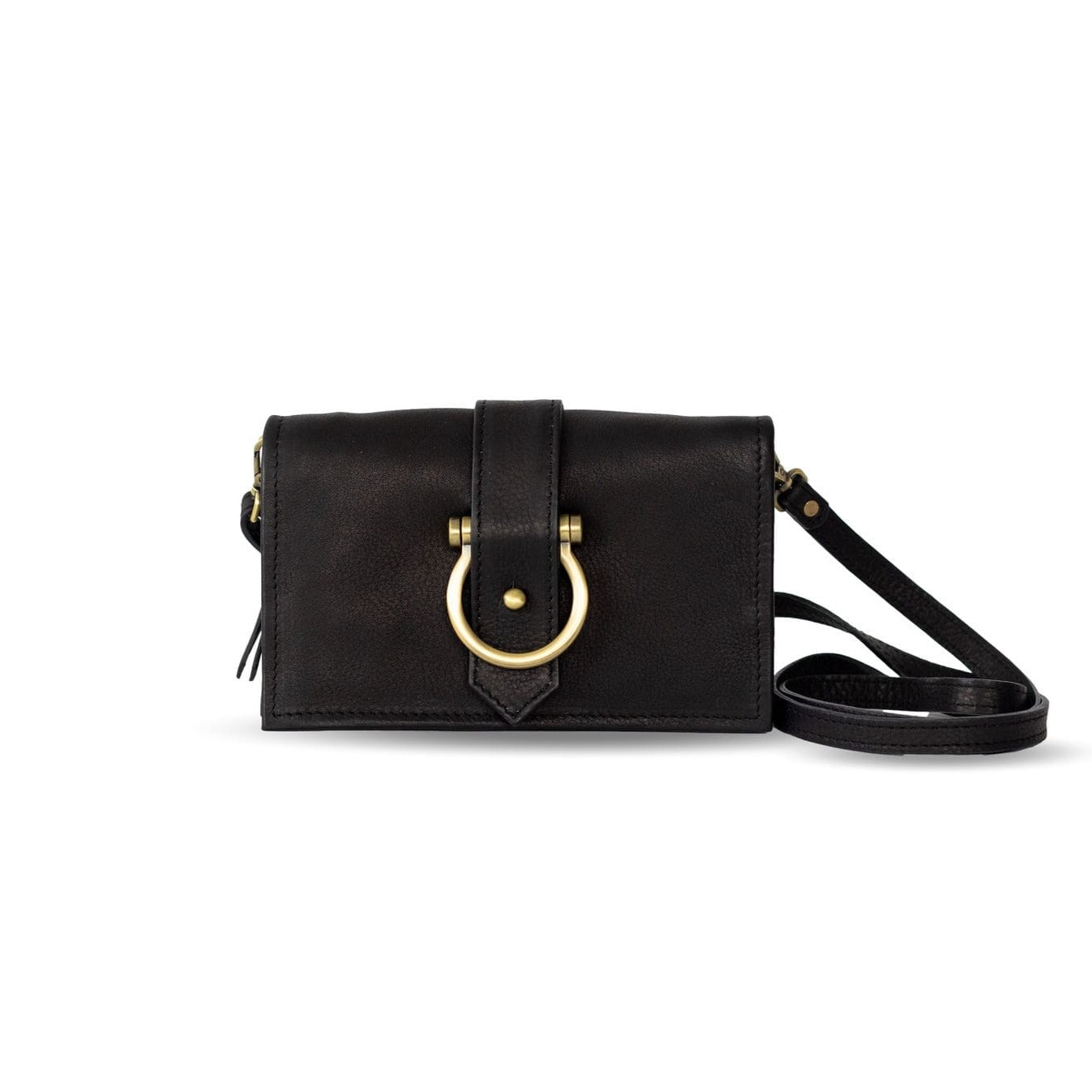 Staney Crossbody - Black Raw Leather | Sapahn.