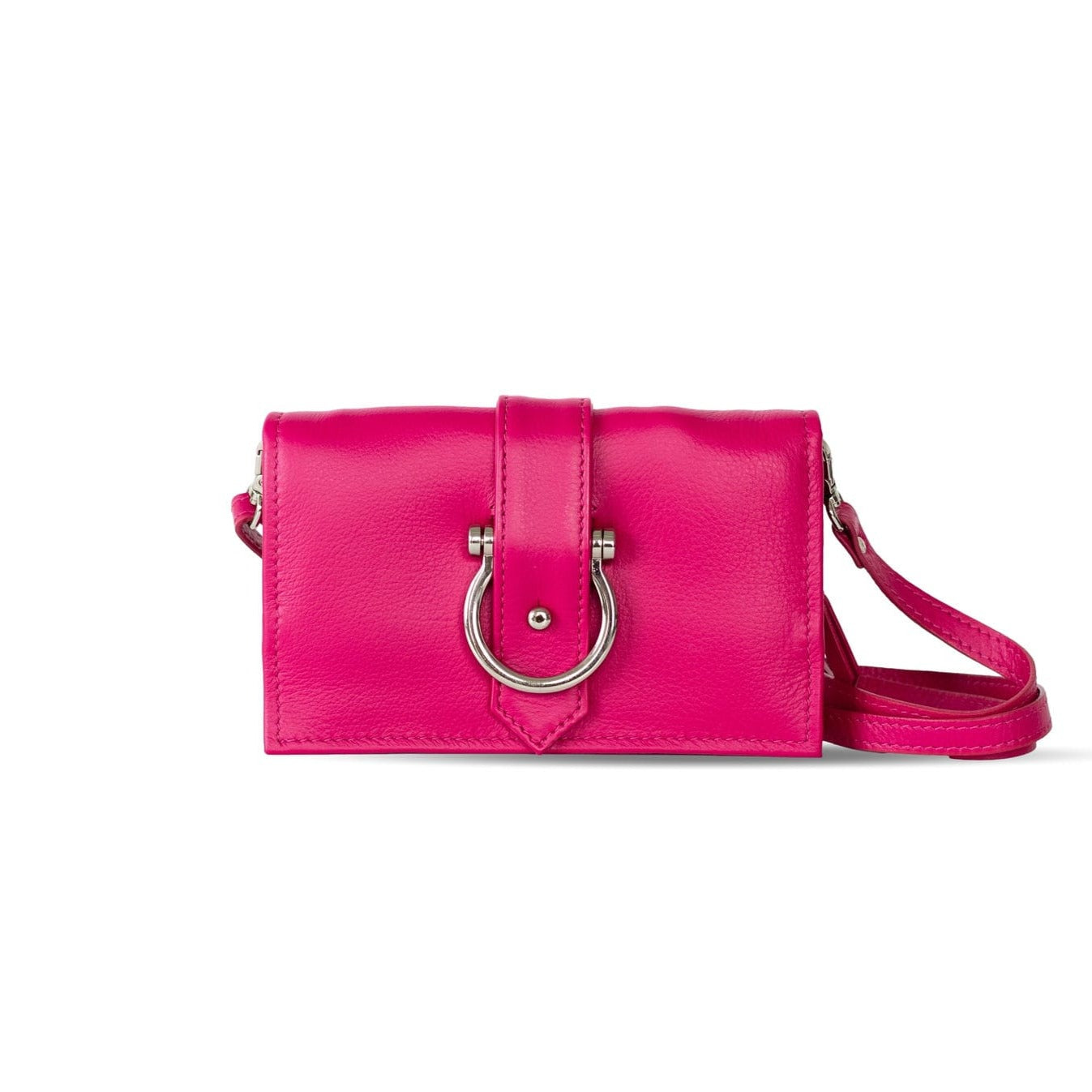 Staney Crossbody - Silver Fuchsia Oil Leather | Sapahn.