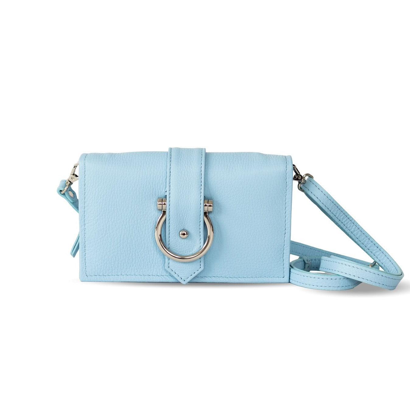 Staney Crossbody - Silver Sky Blue Oil Leather | Sapahn.