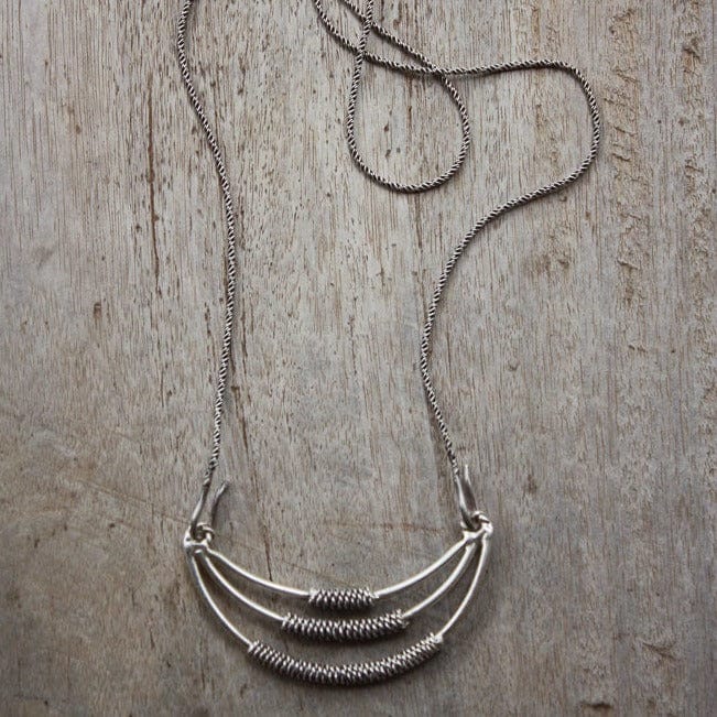 Amara Silver Bib Necklace - | Sapahn.