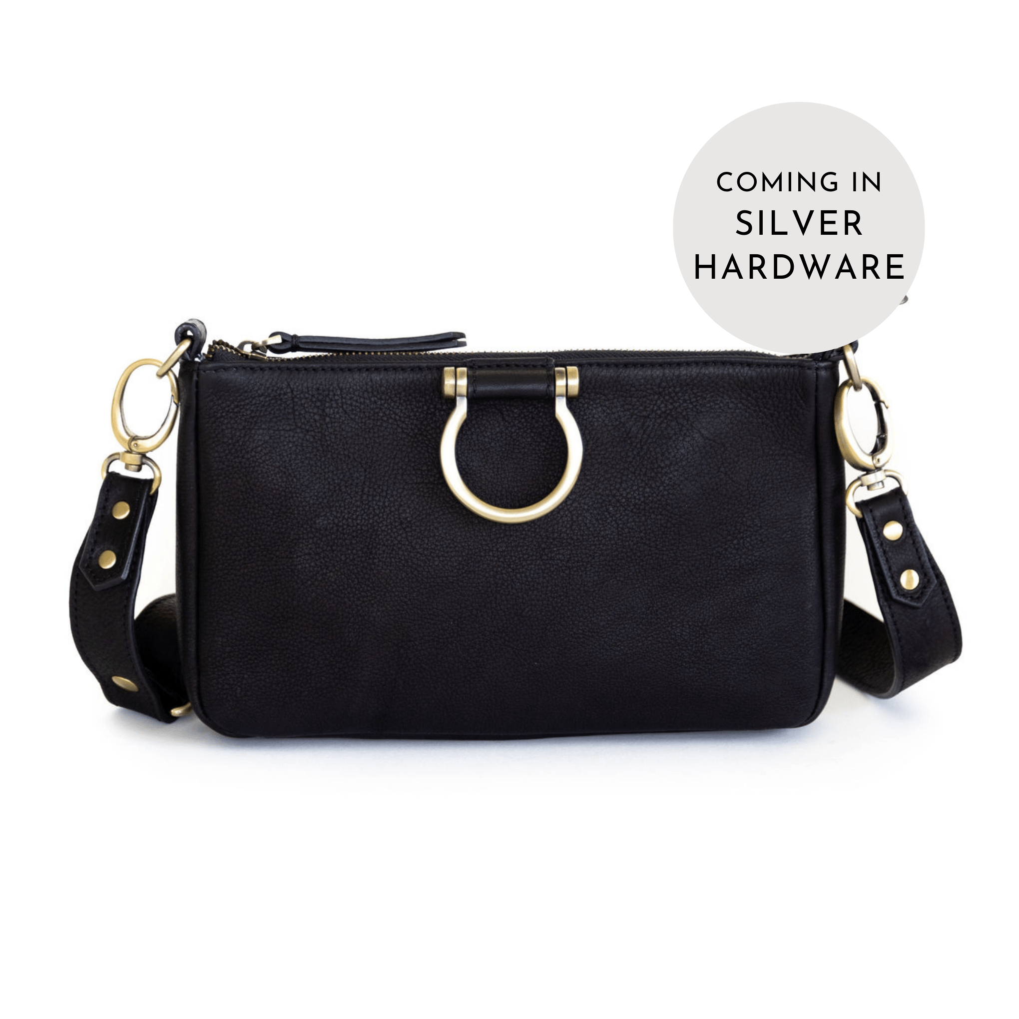 Ada Crossbody - Silver Black Raw Leather | Sapahn.