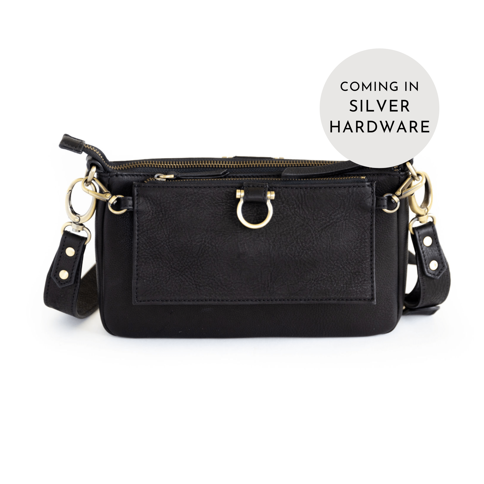 AE Crossbody Wristlet Wallet - Silver Black Raw Leather | Sapahn.