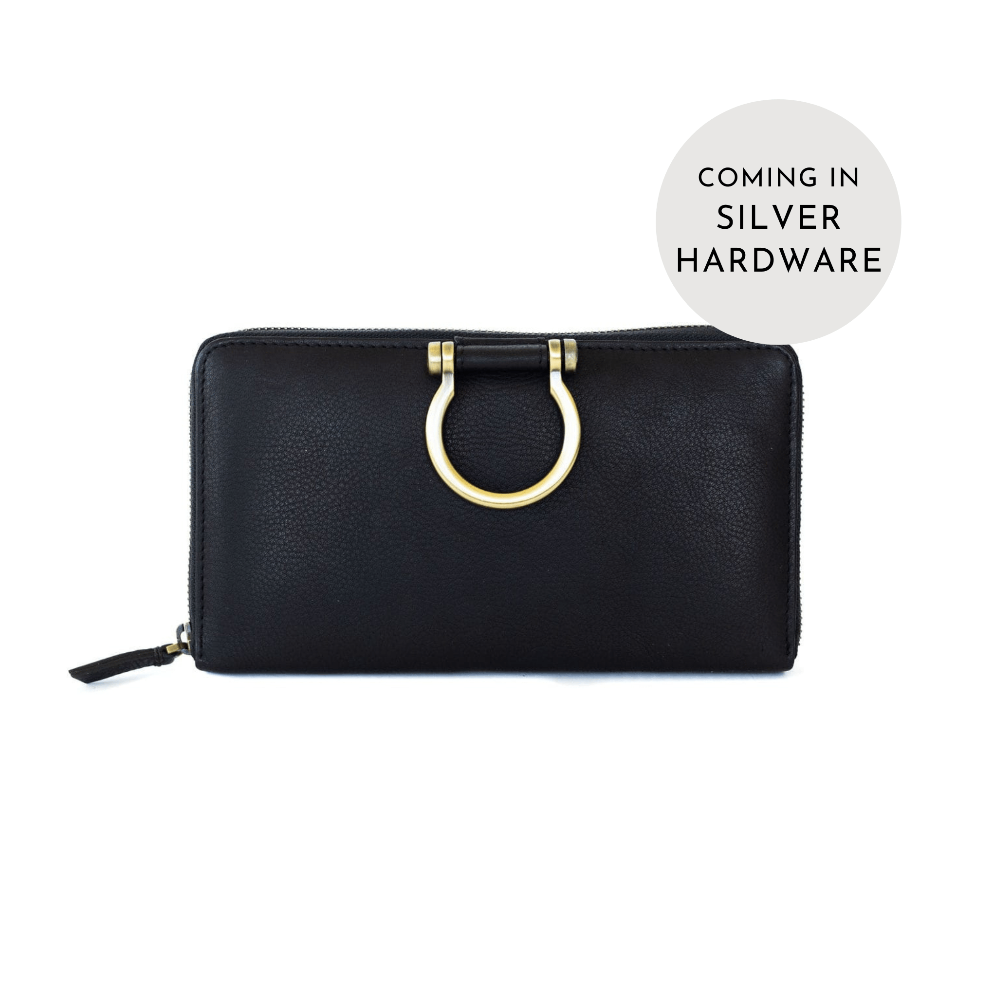 Winnie Jo XL Wallet and Crossbody - Silver Black Raw Leather | Sapahn.