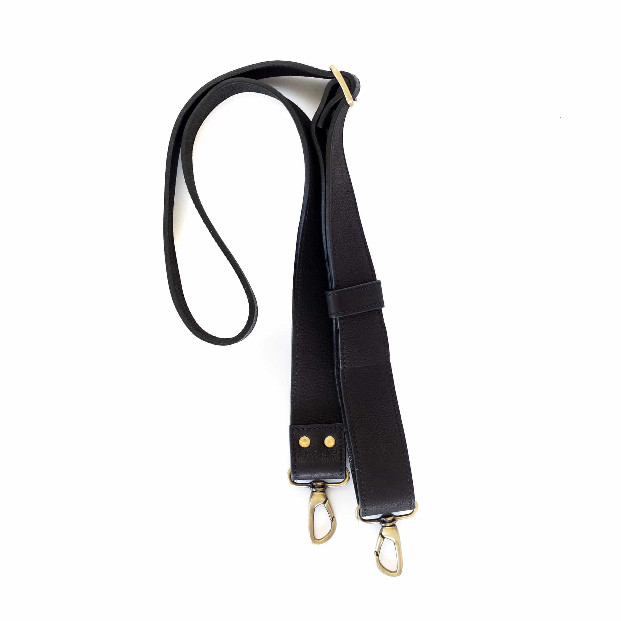 1.5 Inch Crossbody Strap - Black Raw Leather | Sapahn.