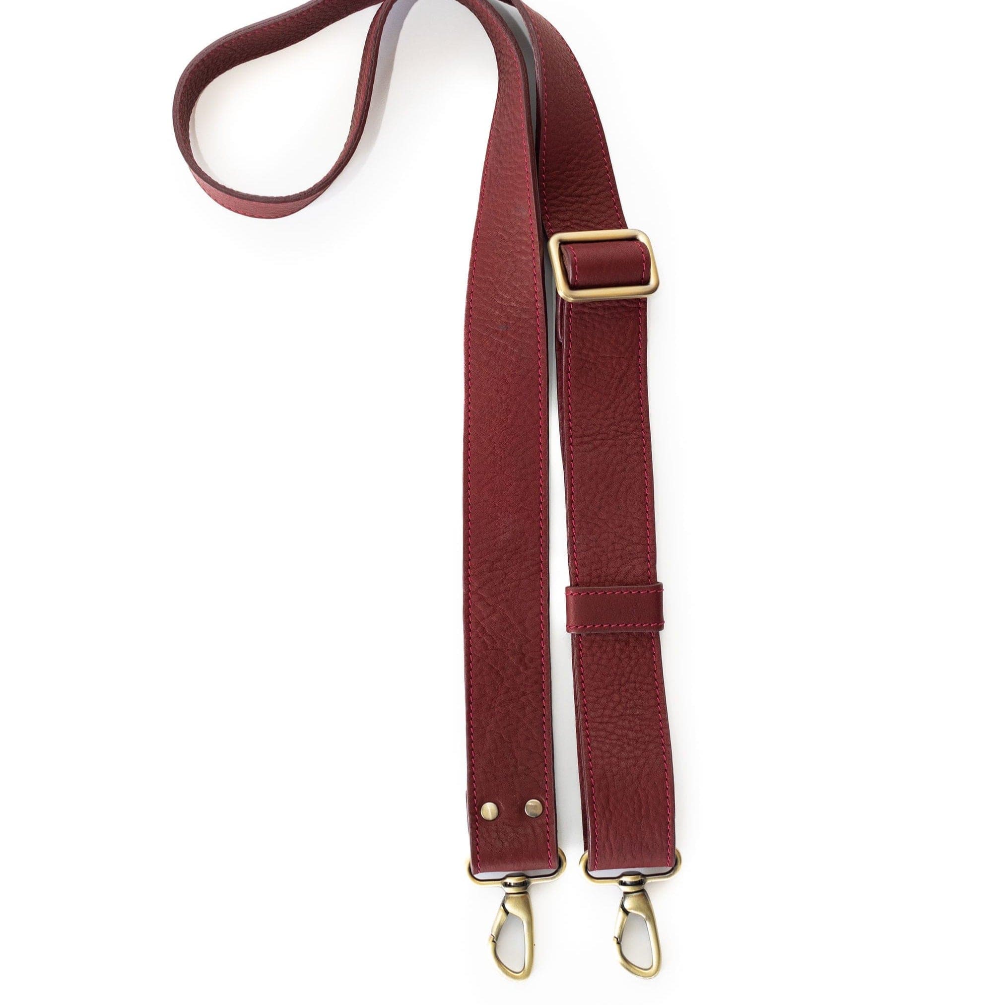1.5 Inch Crossbody Strap - Cranberry Raw Leather | Sapahn.