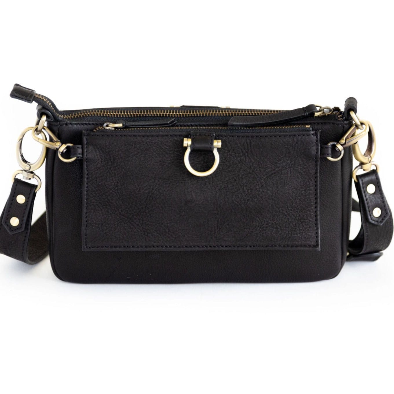 AE Crossbody Wristlet Wallet - Black Raw Leather | Sapahn.