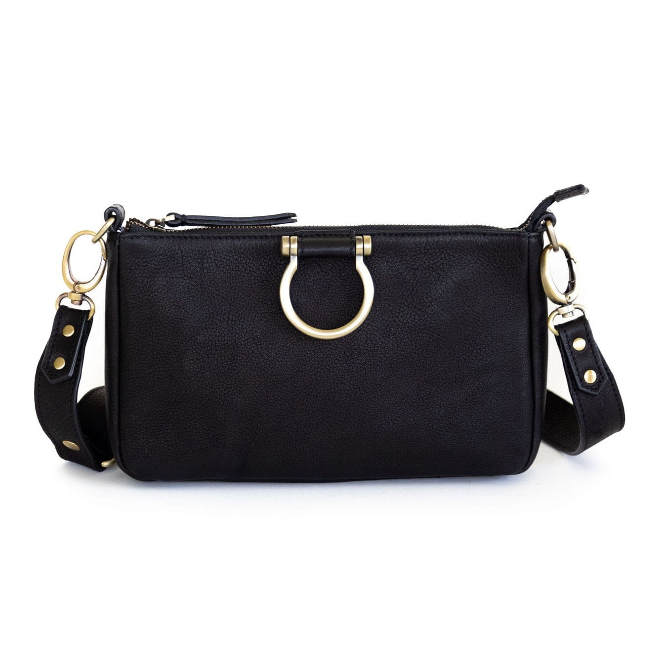 Ada Crossbody - Black Raw Leather | Sapahn.