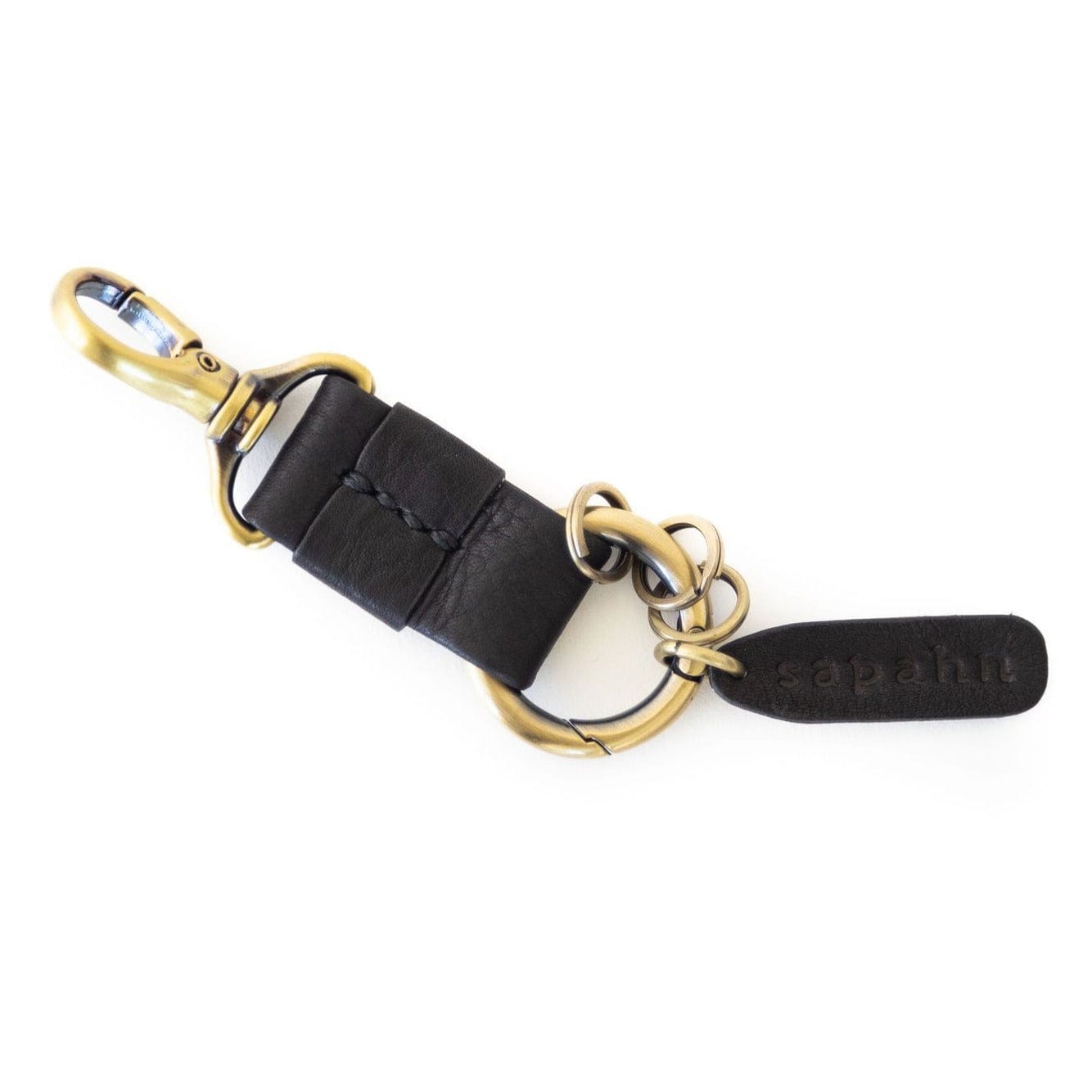 Ella Keychain - Black Raw Leather | Sapahn.